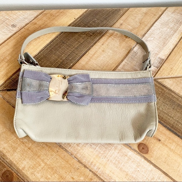 Ferragamo Gray Leather Bow Bag